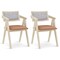 Walnut Wooden Mid-Century Accent Chairs with Leathaire Seat Cushions, Set of 2